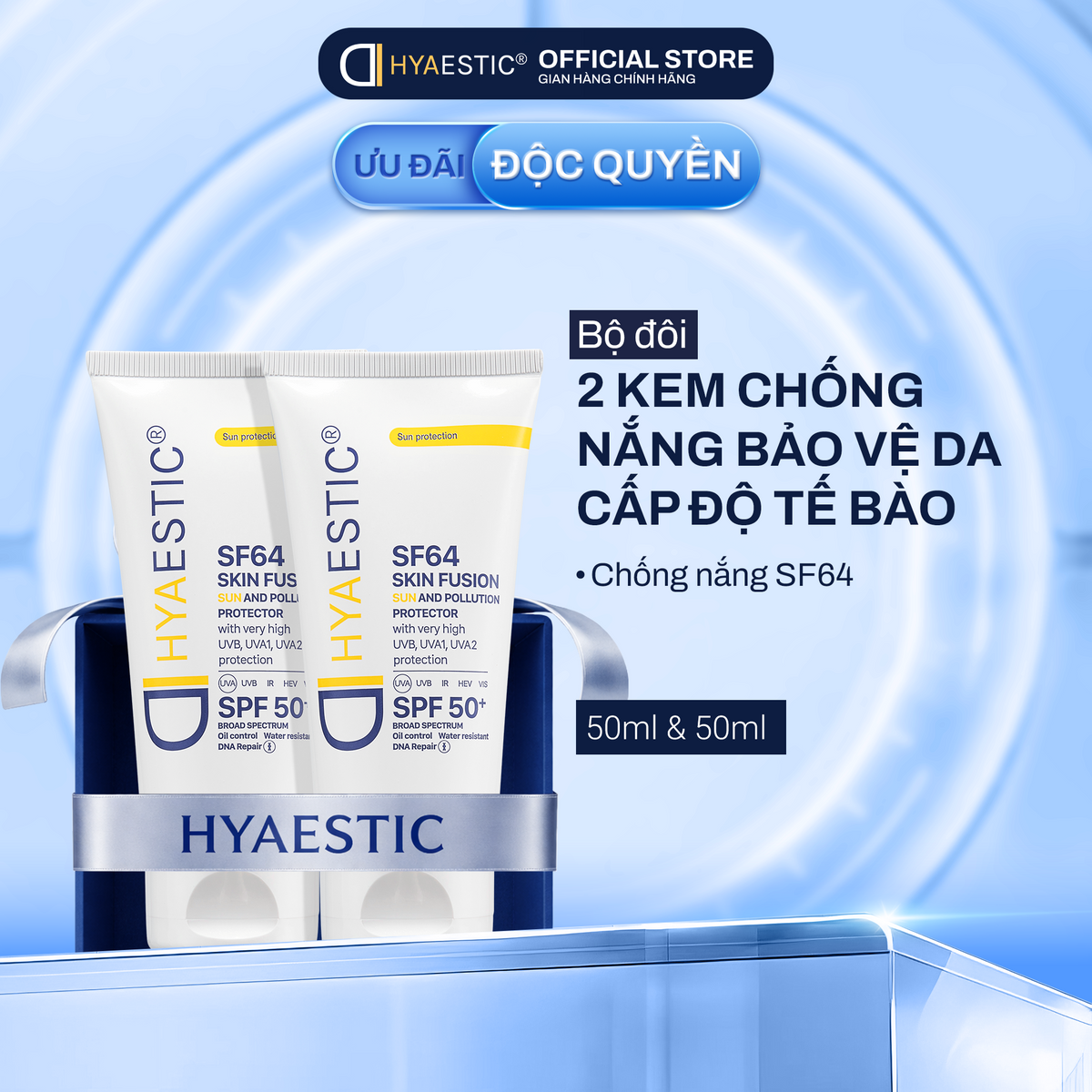 [COMBO] 2 TUÝP KEM CHỐNG NẮNG HYAESTIC SKIN FUSION SF64 SUN AND POLLUTION PROTECTOR SPF50+