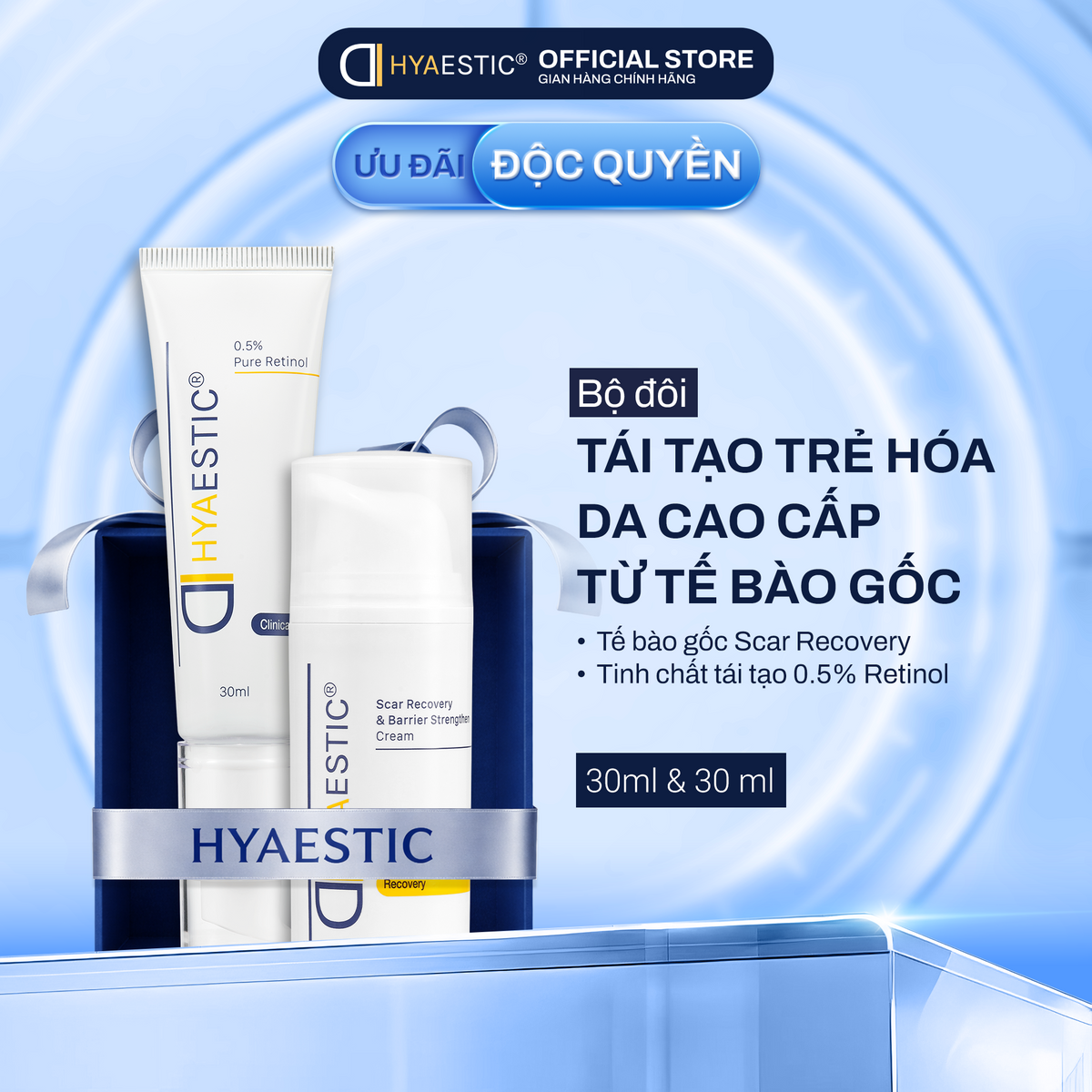 [COMBO] BỘ ĐÔI TÁI TẠO TRẺ HÓA DA VÀ PHỤC HỒI LÀN DA SẸO SCAR + RETINOL 0.5%