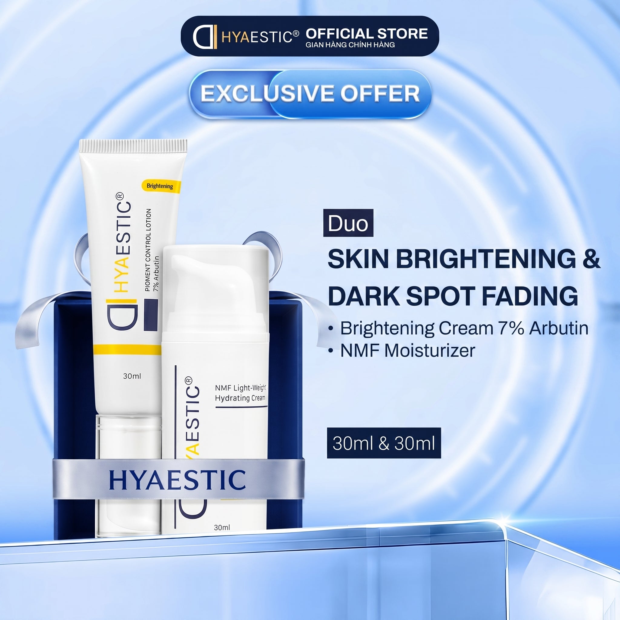 [COMBO] BỘ ĐÔI KEM DƯỠNG LÀM SÁNG DA 7% ARBUTIN + KEM DƯỠNG ẨM PHỤC HỒI DA NMF