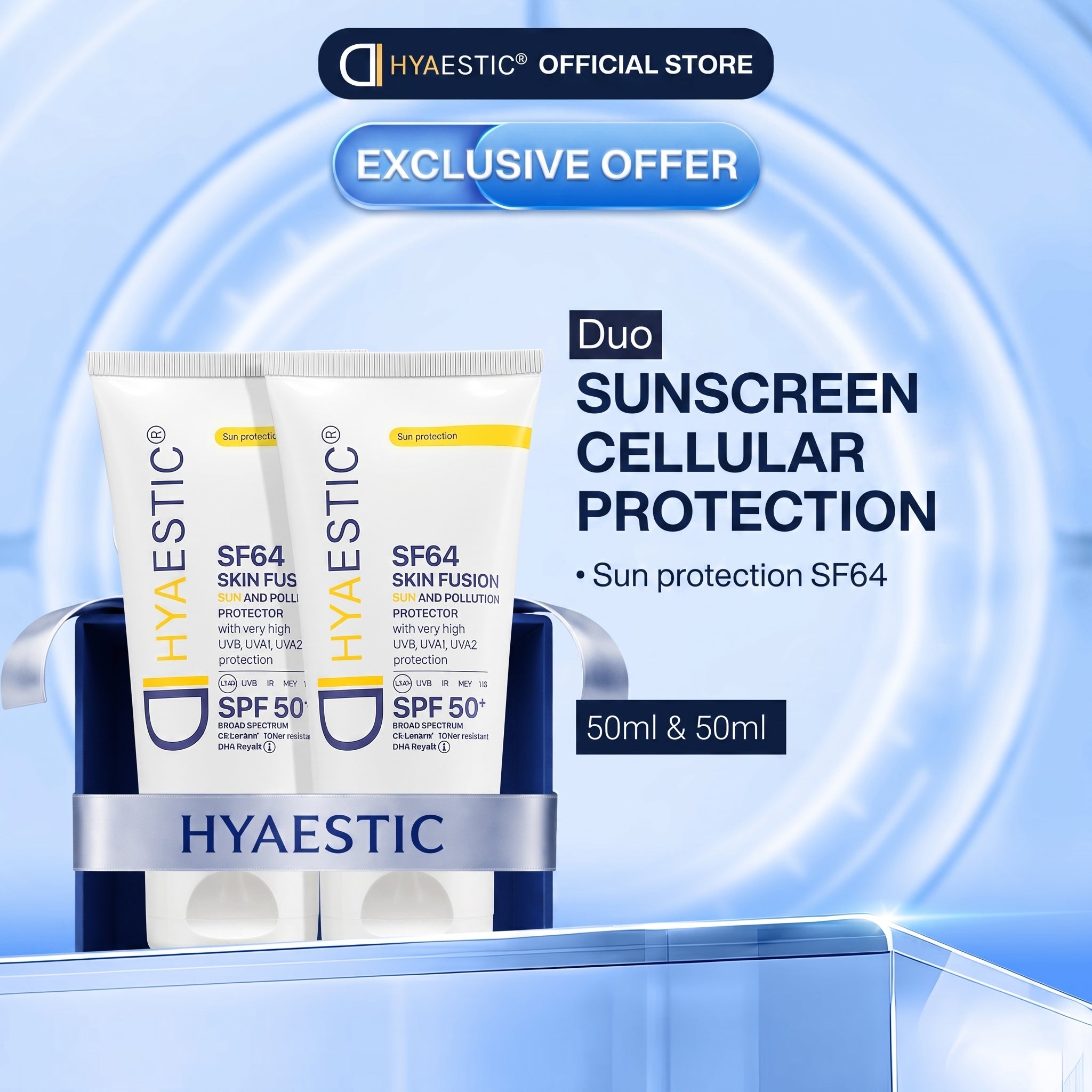 [COMBO] 2 TUÝP KEM CHỐNG NẮNG BẢO VỆ TỐI ĐA HYAESTIC SKIN FUSION SF64 SUN AND POLLUTION PROTECTOR SPF50+